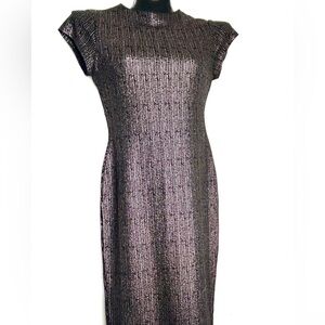 Stella Luce Metallic Ribbed Cap-Sleeve Midi Dress *NWOT
